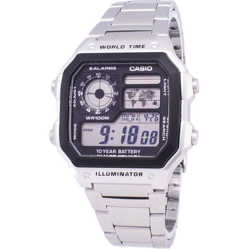 Load image into Gallery viewer, Casio Men&#39;s AE-1200WHD-1AVDF World Traveler Digital Watch in Stainless Steel Resin - Sleek Silver
