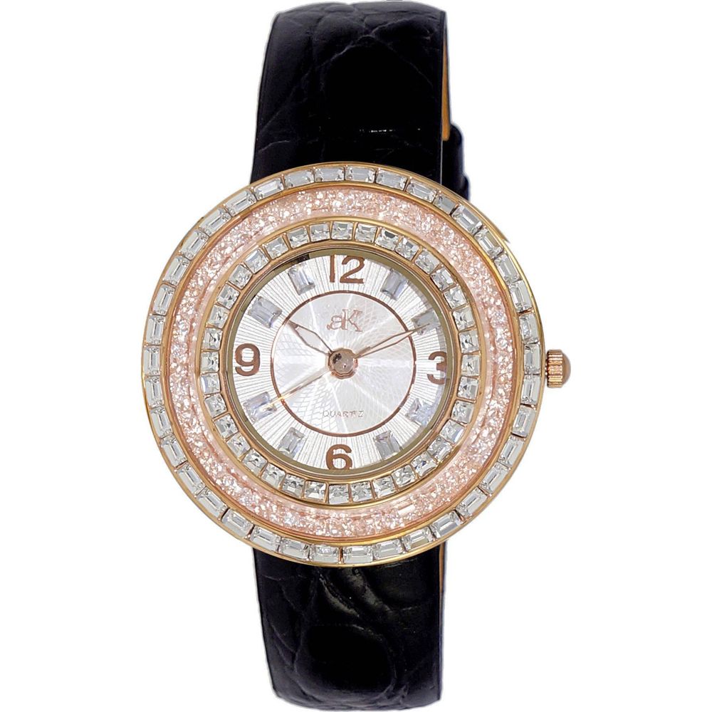 Adee Kaye Women's Crystal Accents White Mother Of Pearl Dial Watch AK2116-LWT