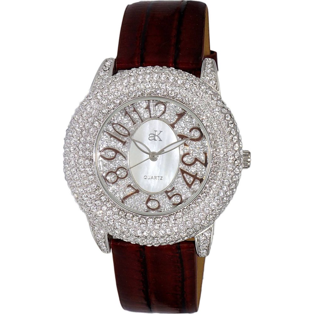 Adee Kaye Bello Women's Crystal Accent White Mother Of Pearl Dial Watch AK2117-LBN