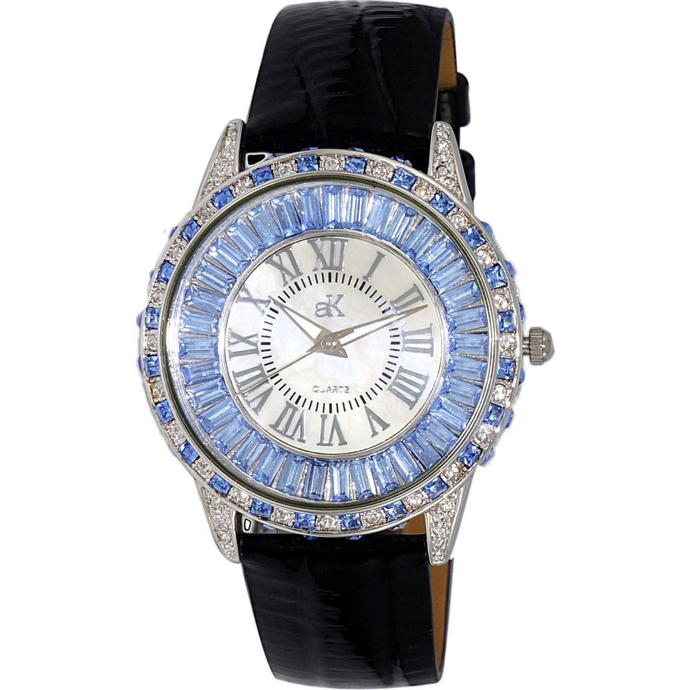 Adee Kaye Marquee Collection Women's Quartz Watch AK2525-LBU, Blue Crystal Accents