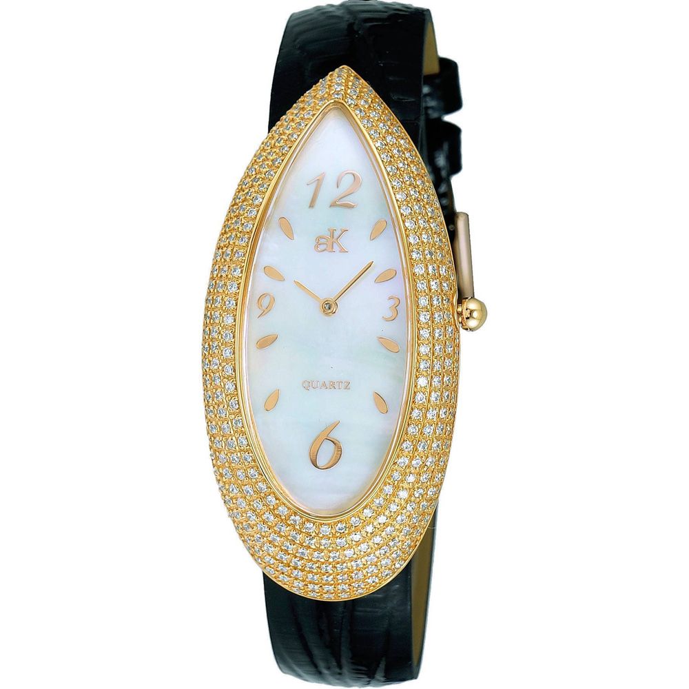 Adee Kaye Women's Crystal Accents Quartz Watch AK2527-LG, White Mother of Pearl Dial