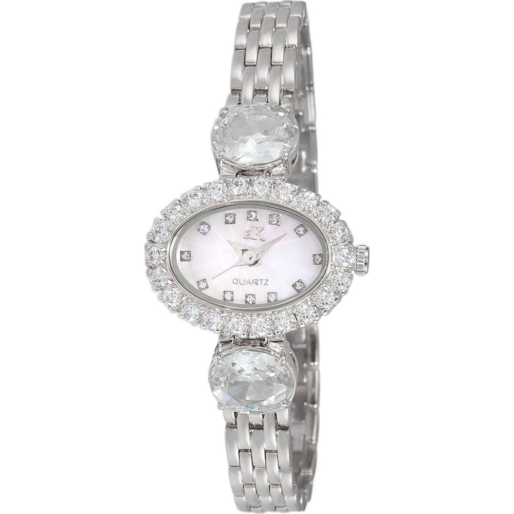 Adee Kaye Fancy Collection Women's Watch AK2730-S, Crystal Accents, Mother Of Pearl Dial, Silver