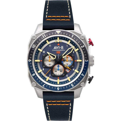 Load image into Gallery viewer, AVI-8 Men&#39;s Hawker Hunter Atlas Dual Time Chronograph AV-4100-02 Blue Quartz Watch
