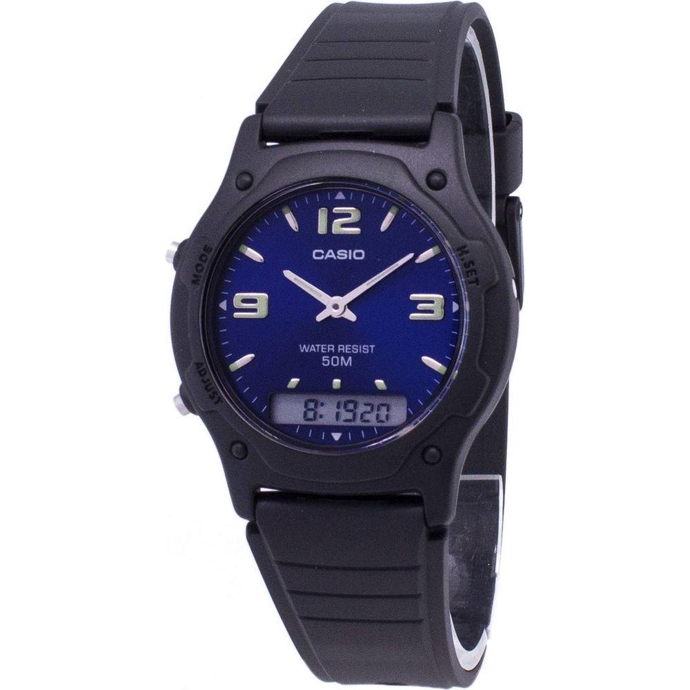 Formal Men's Blue Dial Analog Digital Quartz Dual Time Watch - Model ADQDT-001