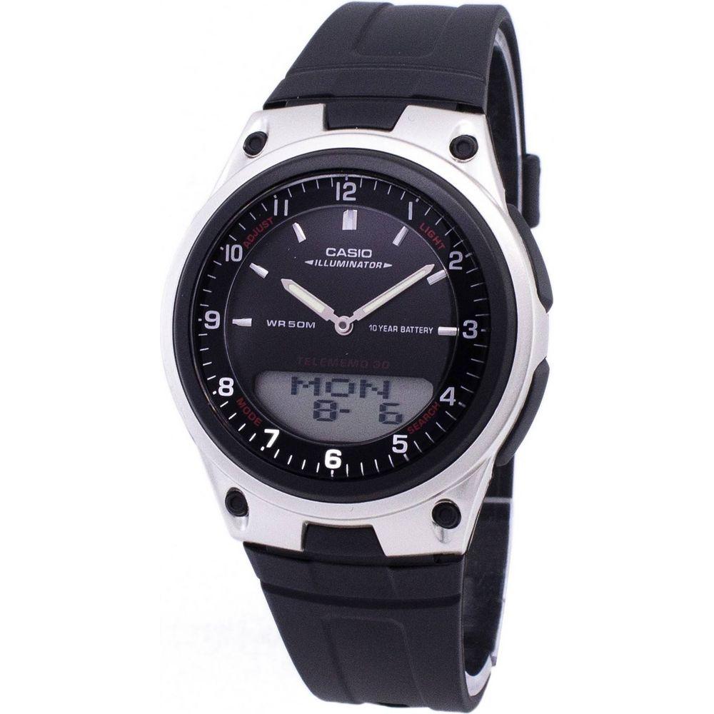 Casio AW-80-1AV Telememo Illuminator Analog Digital Watch for Men - Sleek Black