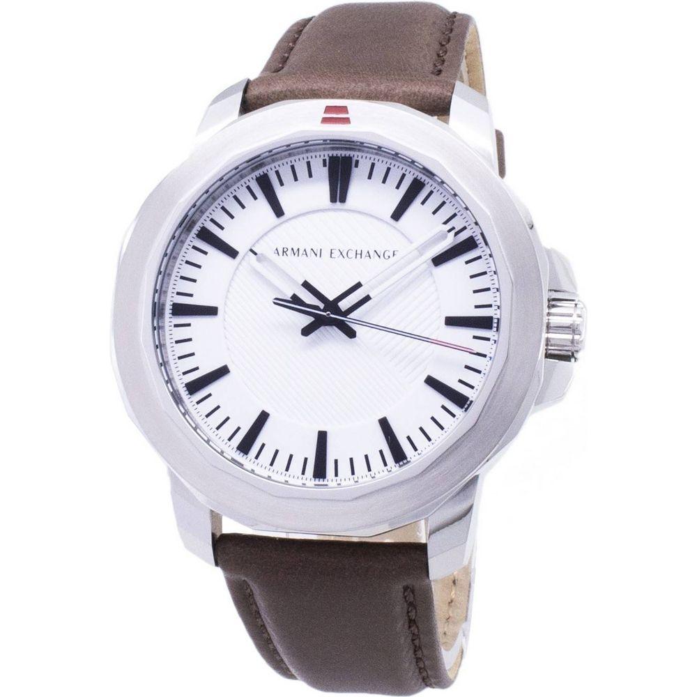 Stainless Steel and Leather Men's Watch - Model X1 - Silver/White