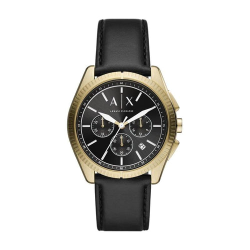 Load image into Gallery viewer, Stainless Steel Gent&#39;s Multifunction Wristwatch with Black Leather Strap - AX2854: The Perfect Timepiece for the Modern Gentleman
