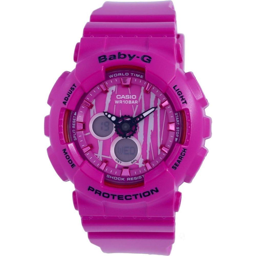 Formal Tone:
Introducing the Elegance Series EW-100M Scratch Pattern Pink Dial Women's Analog Digital Watch