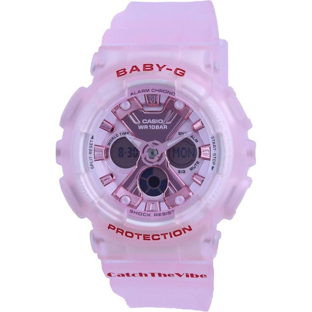 Pink Glow Women's Analog Digital Watch - Model PWD-1001, Resin Strap, World Time, Water Resistant up to 100m, Pink Dial