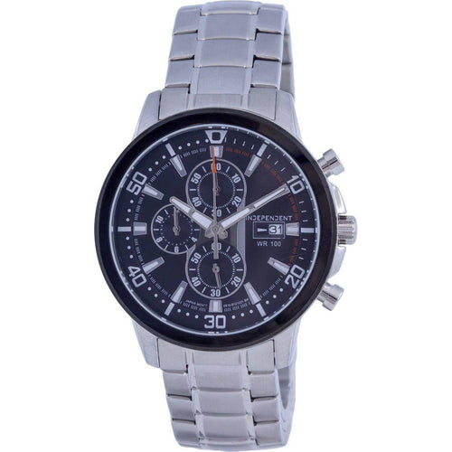 Load image into Gallery viewer, Independent Chronograph Stainless Steel Black Dial Quartz BA2-644-51 100M Men&#39;s Watch
