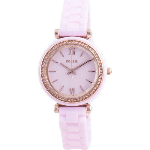 Load image into Gallery viewer, Fossil Carlie Mini CE1106 Women&#39;s Quartz Watch with Diamond Accents - Pink Ceramic
