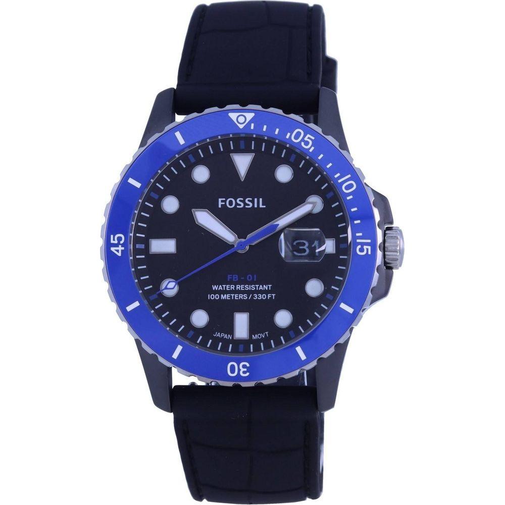 Fossil FB-01 CE5023 Men's Black Dial Silicone Strap Quartz Watch with Interchangeable Band