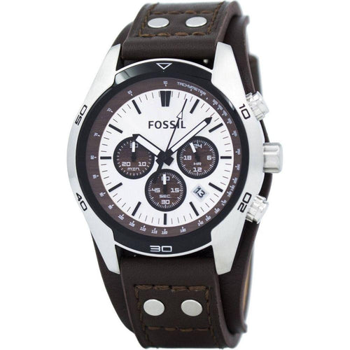 Load image into Gallery viewer, Fossil Cuff Chronograph Tan Leather CH2565 Men&#39;s Watch in Silver
