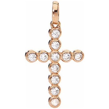 AMEN Mod. CROCE PICCOLA Argento IP Oro rosa e Zirconi-0