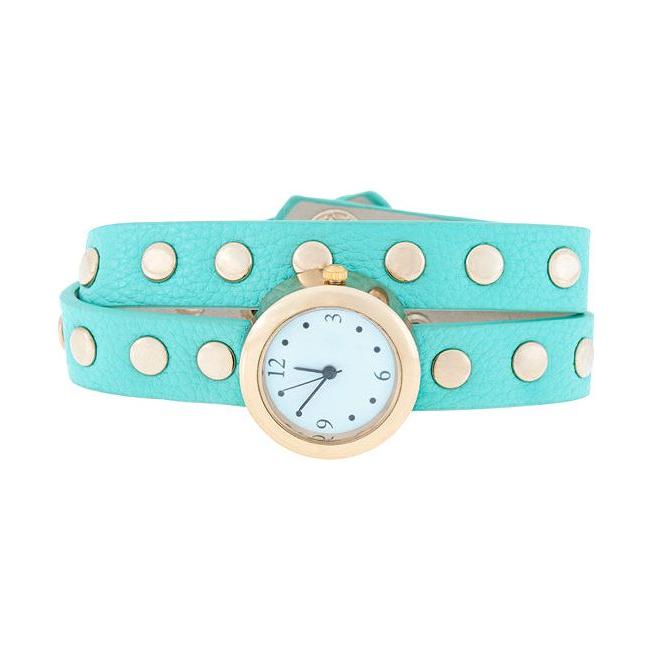 Mint Round Studded Wrap Watch - A Stylish and Comfortable Timepiece for Women
