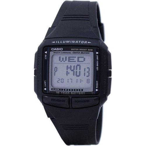 Load image into Gallery viewer, Casio Multi-Lingual Databank Dual Time Digital Watch for Men - Model DWD-5600: The Multilingual Timekeeping Marvel in Black Resin
