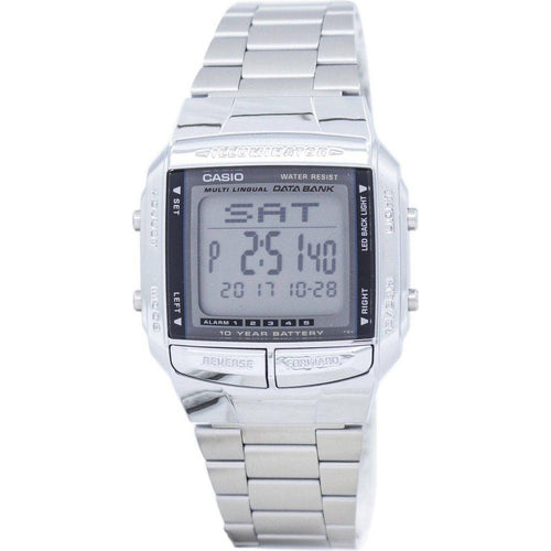 Load image into Gallery viewer, Casio Data Bank Dual Time Illuminator Watch for Men - Model DB-360GN-9ADF, Silver
