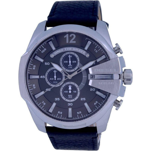 Load image into Gallery viewer, Diesel Mega Chief DZ4473 Men&#39;s Chronograph Leather Watch - Black: The Epitome of Bold Masculinity
