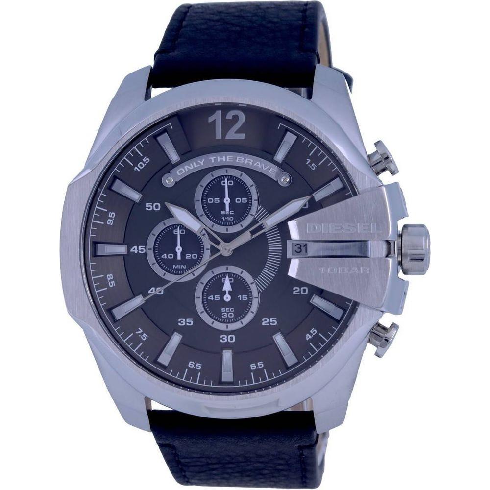 Diesel Mega Chief DZ4473 Men's Chronograph Leather Watch - Black: The Epitome of Bold Masculinity