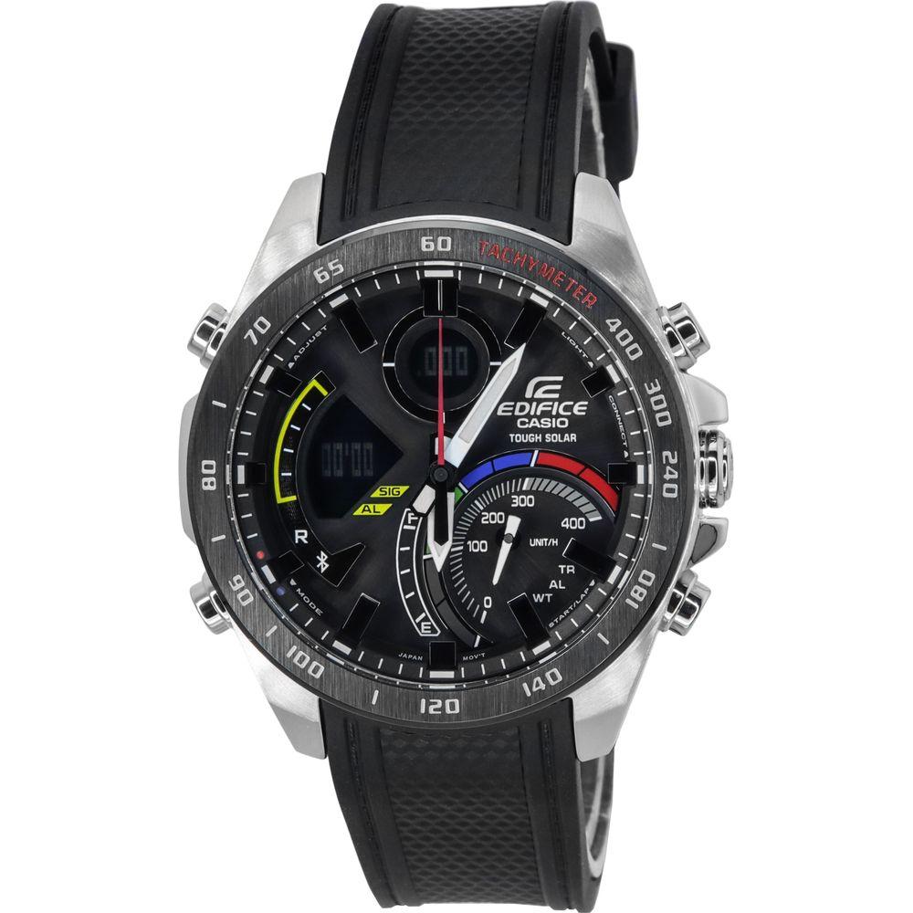 Casio Edifice Racing Multicolor Series Solar-Powered Analog Digital Watch with Mobile Link - Men's, Model EQB-1000RC, Black