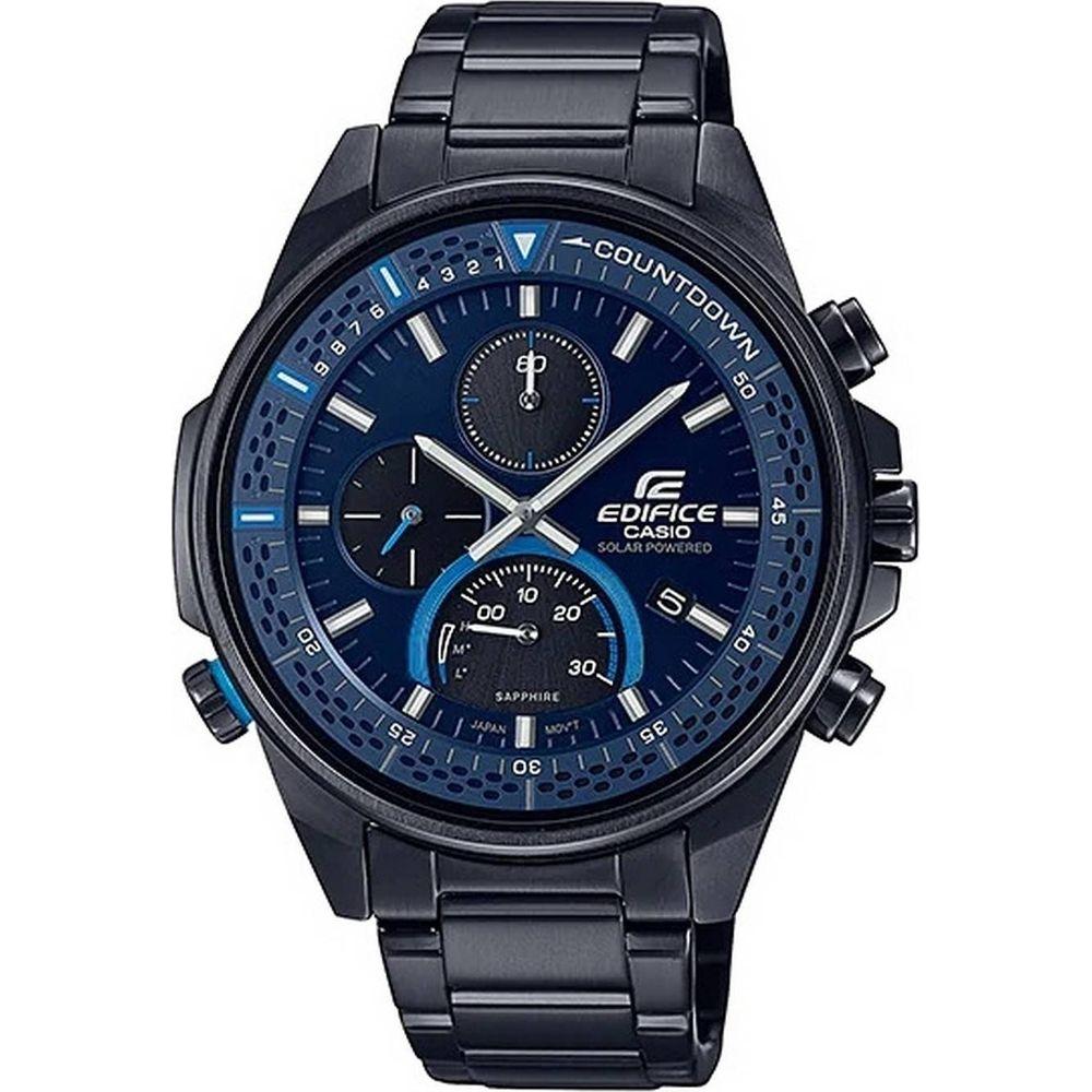 EcoLux Solar Blue Chronograph Men's Watch - EFS-S590DC-2A (Stainless Steel)
