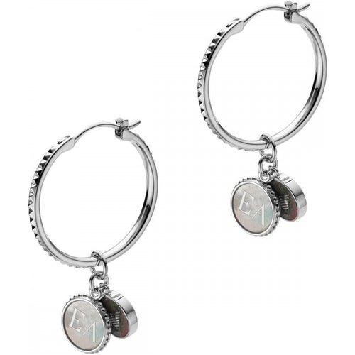 Load image into Gallery viewer, Emporio Armani Sterling Silver Signature Hoop Earrings EG3355040 For Women
