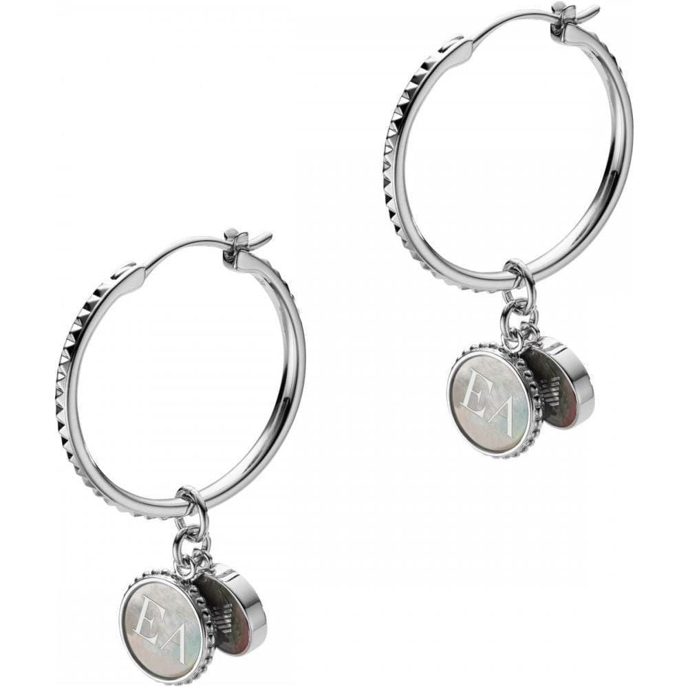 Emporio Armani Sterling Silver Signature Hoop Earrings EG3355040 For Women