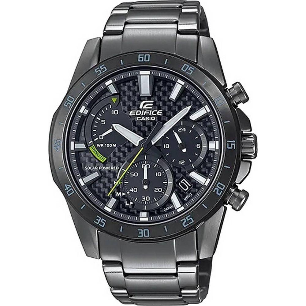 Casio Edifice Solar Carbon Fiber Chronograph Men's Watch - Model EFS-S100CF-1AV, Black