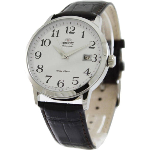 Load image into Gallery viewer, Orient ER27008W Men&#39;s White Dial Leather Strap Automatic Symphony Collection Watch - Classic Elegance with Timeless Style and Reliable Functionality

