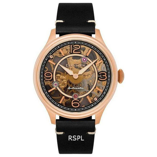 Load image into Gallery viewer, Introducing the Thomas Earnshaw Baron ES-8231-03 Men&#39;s Rose Gold Skeleton Dial Automatic Watch with Genuine Leather Strap: Elegant Rose Gold Skeleton Dial Watch with Interchangeable Genuine Leather Band in Rich Brown for Men
