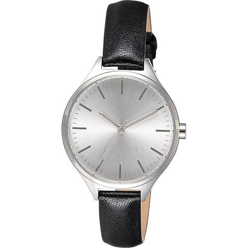 Load image into Gallery viewer, Esprit Women&#39;s Silver Dial Leather Strap Replacement in Elegant Black
