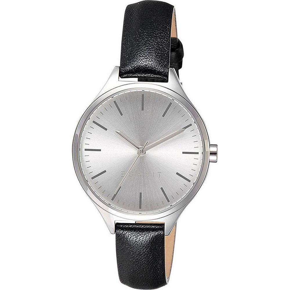Esprit Women's Silver Dial Leather Strap Replacement in Elegant Black