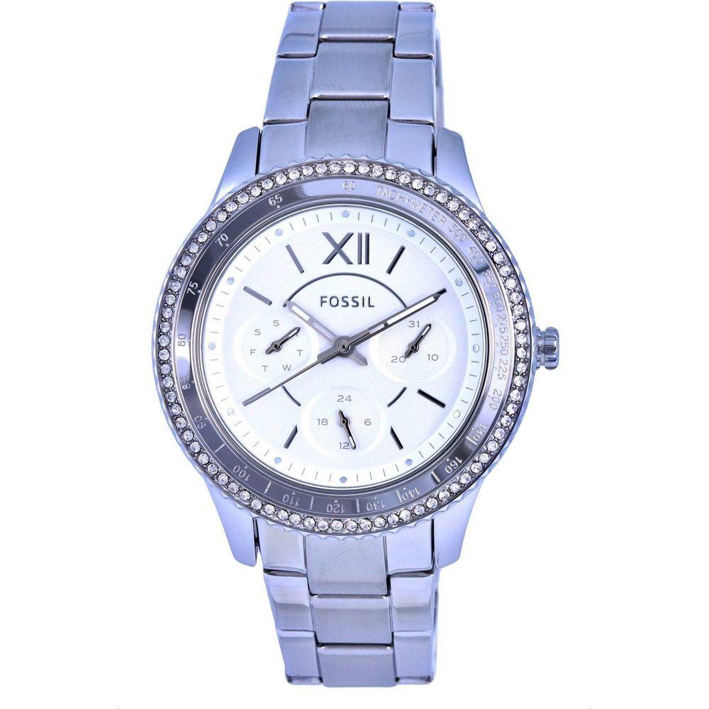 Fossil Stella Sport Tachymeter Crystal Accents Silver Dial Quartz ES5108 Women's Watch