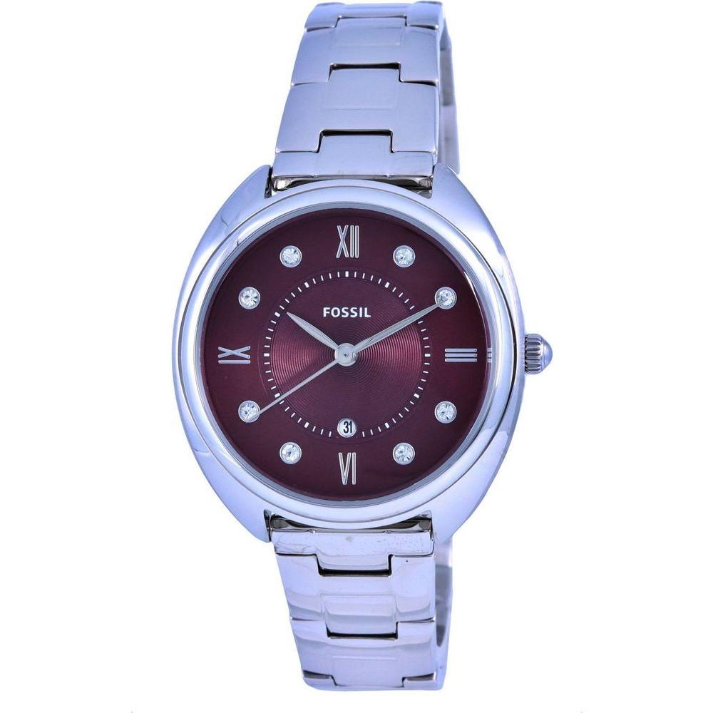 Fossil Gabby ES5126 Women's Stainless Steel Red Dial Crystal Accents Quartz Watch