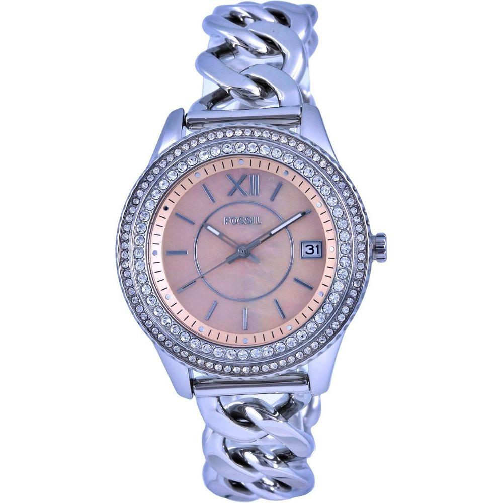 Fossil Stella ES5134 Women's Rose Gold Mother of Pearl Dial Quartz Watch with Crystal Accents