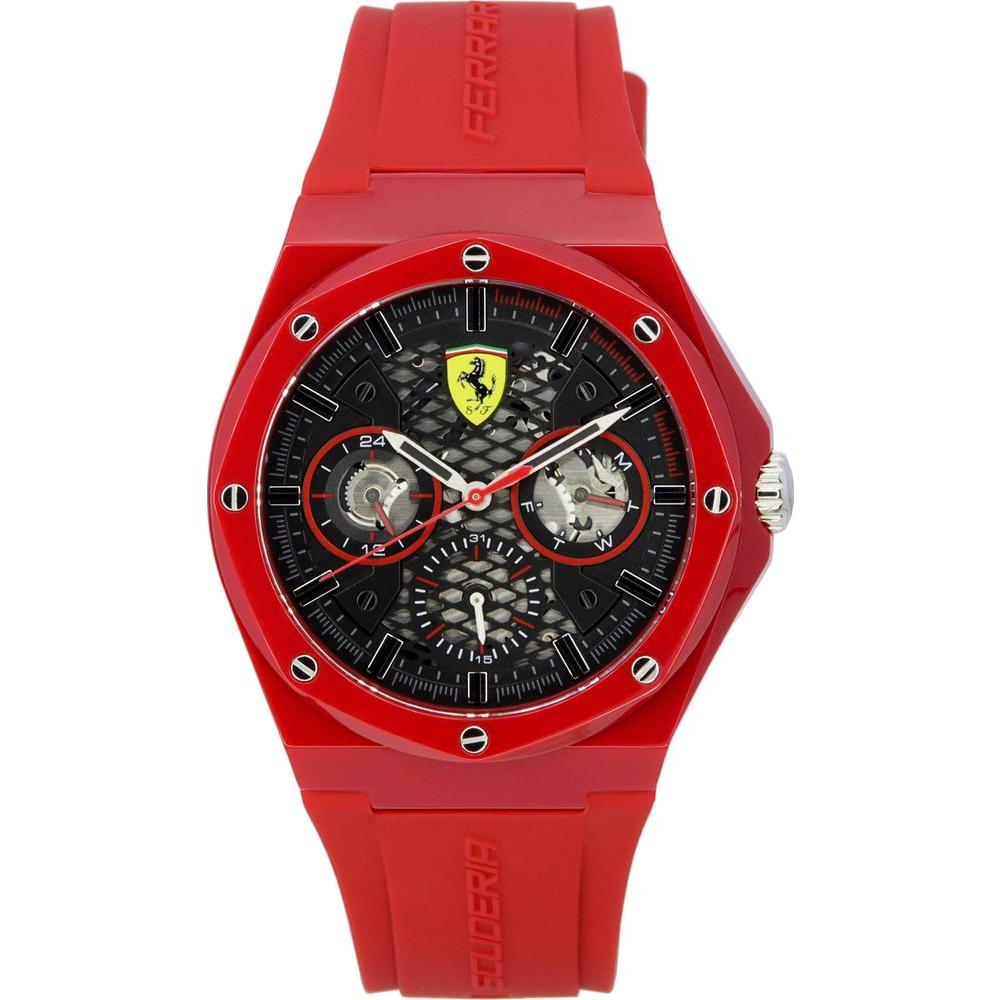 Scuderia Ferrari Aspire Red Rubber Strap for Men's Watch - Sleek and Sporty Black Dial Quartz Timepiece with Striking Red Strap