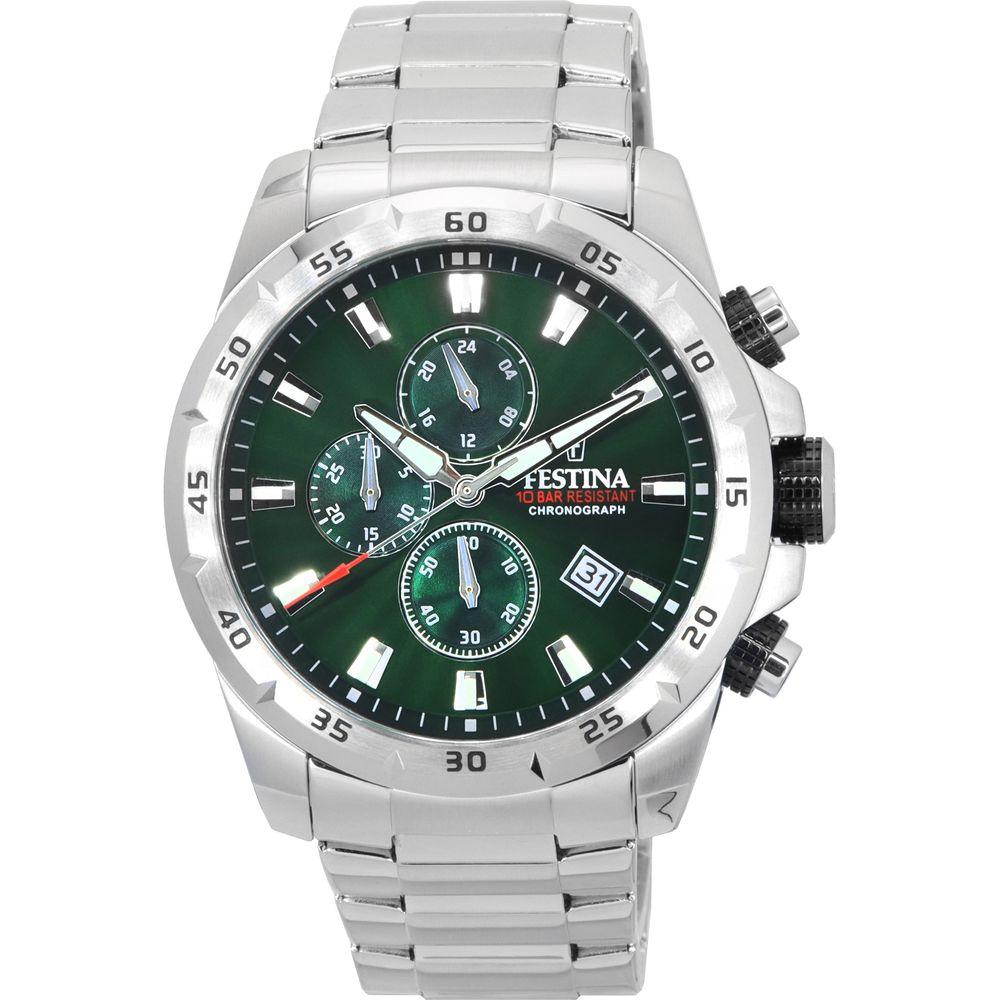 Festina Sports Chronograph Stainless Steel Green Dial Quartz Men's Watch F20463-3