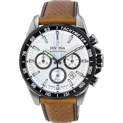 Load image into Gallery viewer, Festina Timeless Chronograph Leather Strap Replacement - White Dial F20561-1 F205611 100M Men&#39;s Watch Band
