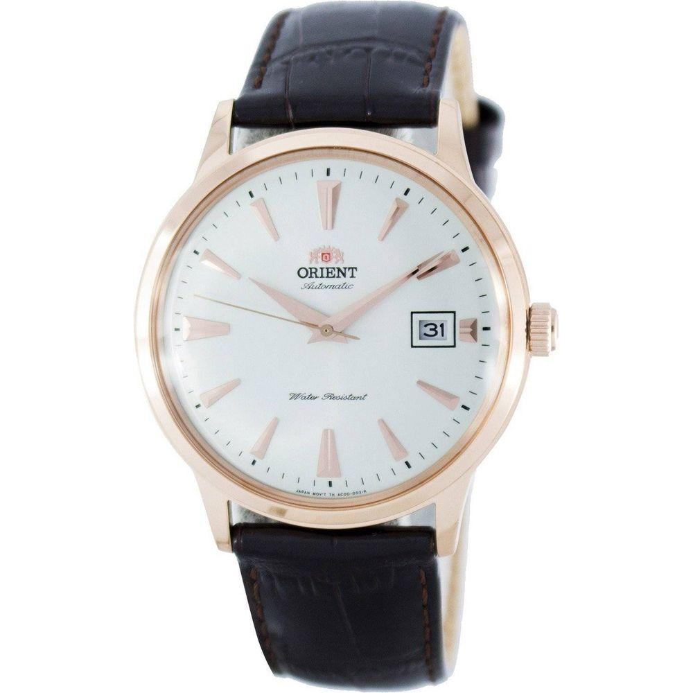 Introducing the Sophisticated Rose Gold Tone Automatic Watch with Brown Leather Strap for Men