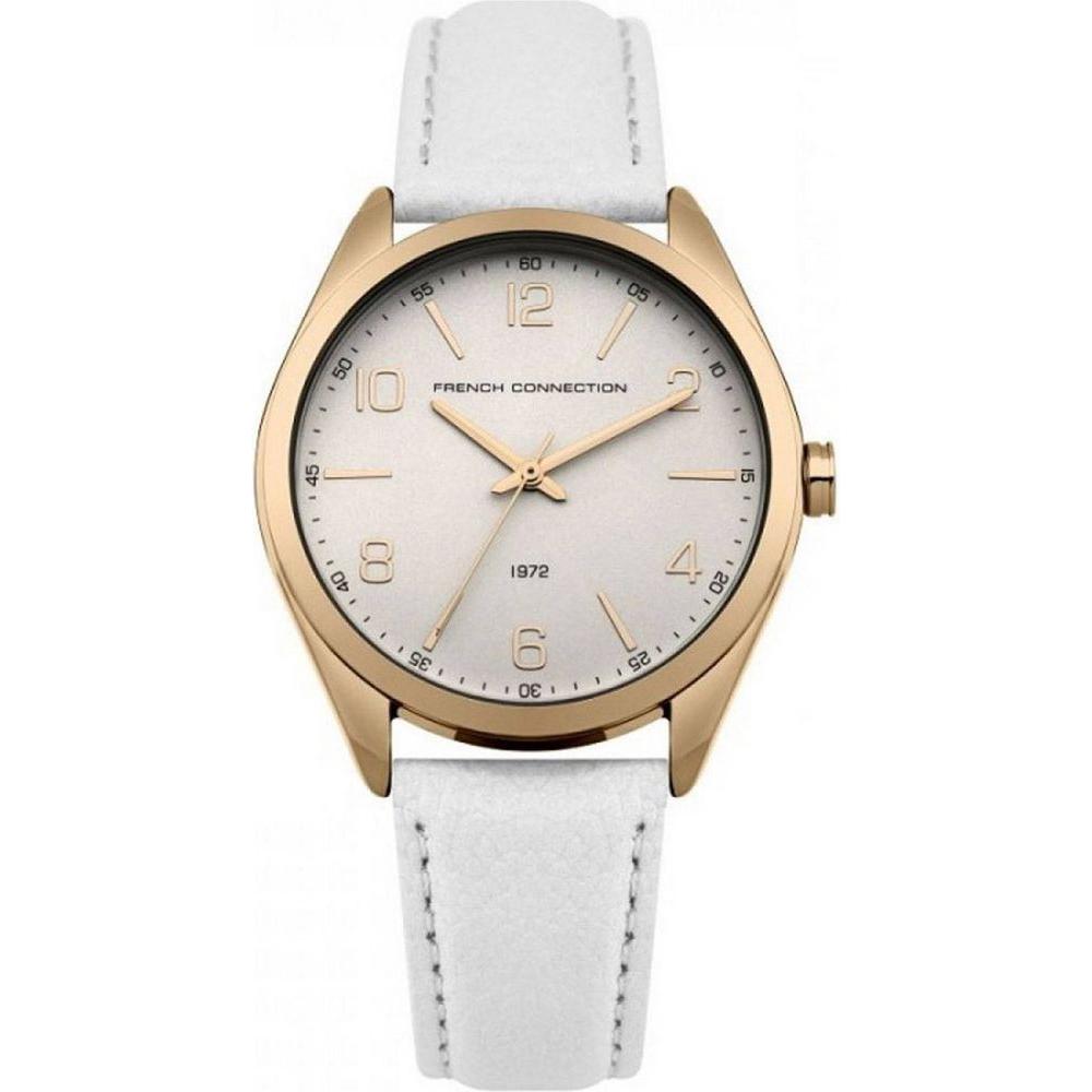 FCUK Women's White Dial Leather Strap Quartz Watch FC1304WRG - Elegant Gold Tone Stainless Steel Case - Model FC1304WRG - Classic White Timepiece