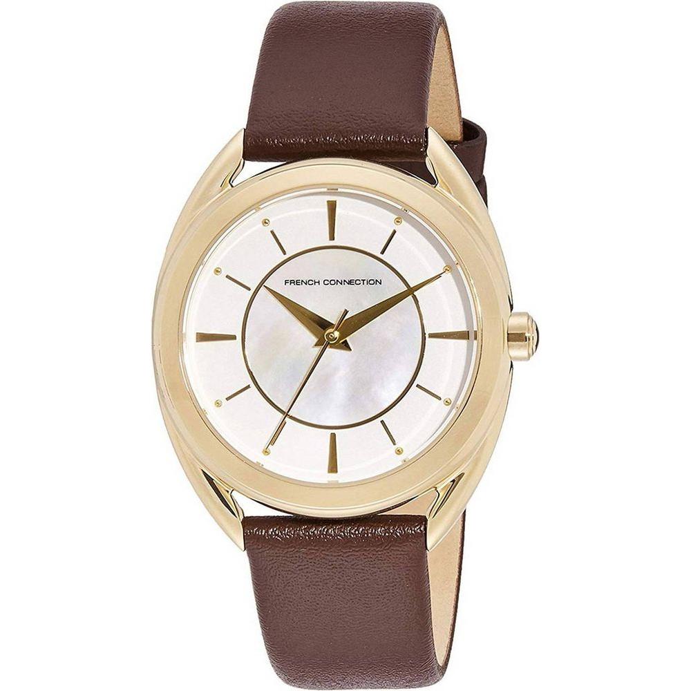 Elegant Gold Tone Leather Watch Strap Replacement - White, Women's