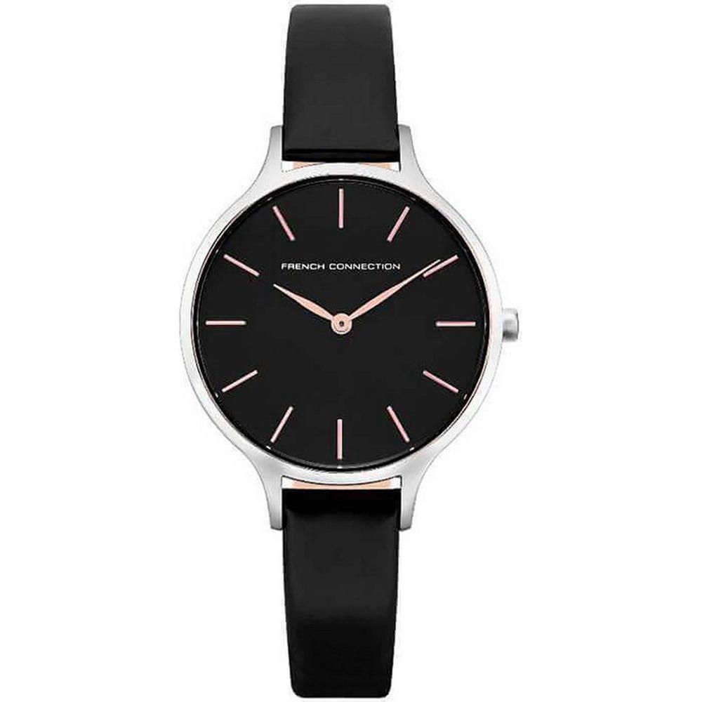FCUK Black Leather Strap Replacement for Women's Watch - Elegant and Versatile Accessory for Timepiece Enhancement