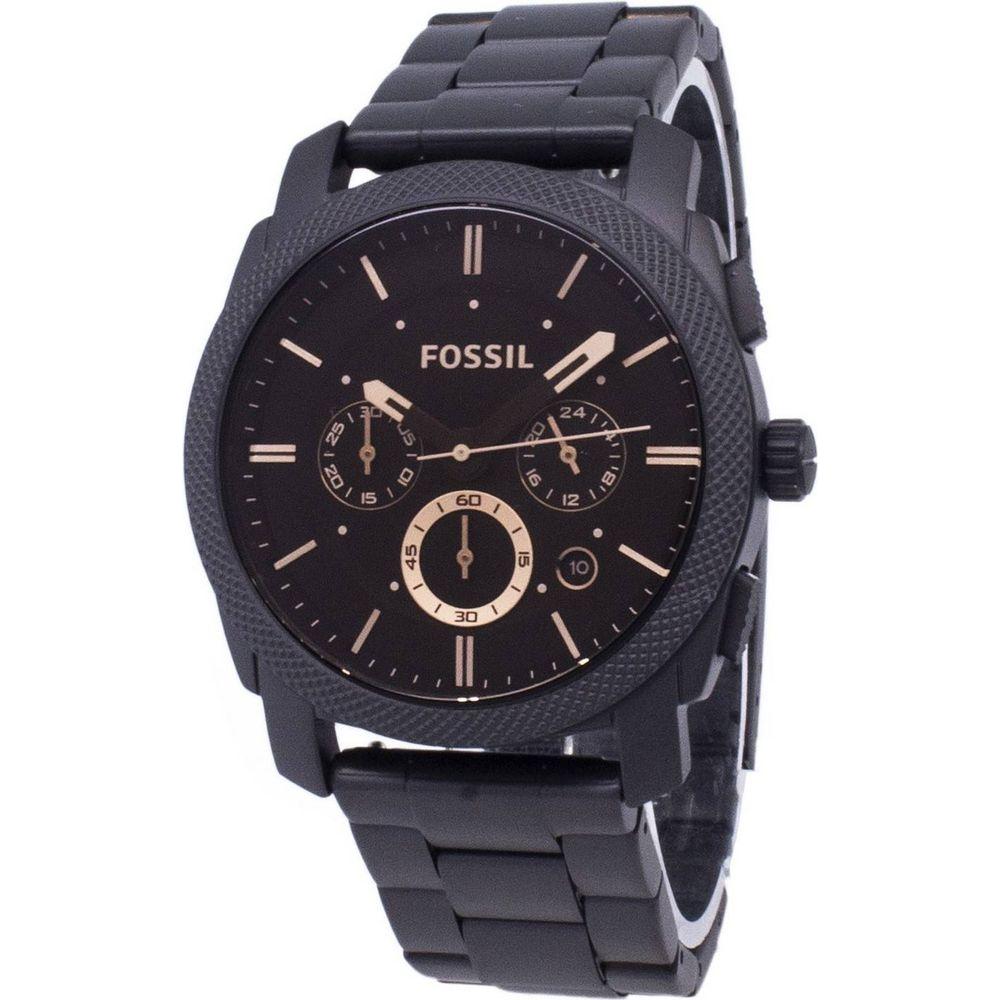 Fossil Machine Mid-Size Chronograph Black IP Stainless Steel FS4682 Men's Watch