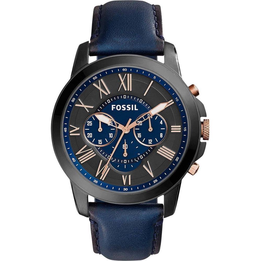 Fossil Grant Chronograph FS5061 Men's Black and Blue Leather Watch