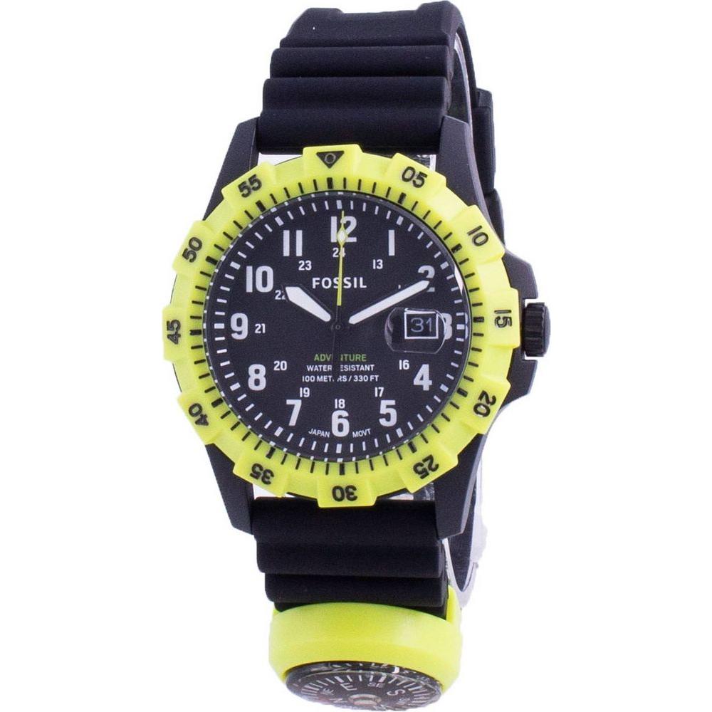 Fossil FB Adventure Compass Quartz FS5732 100M Men's Watch - Black Silicone Strap