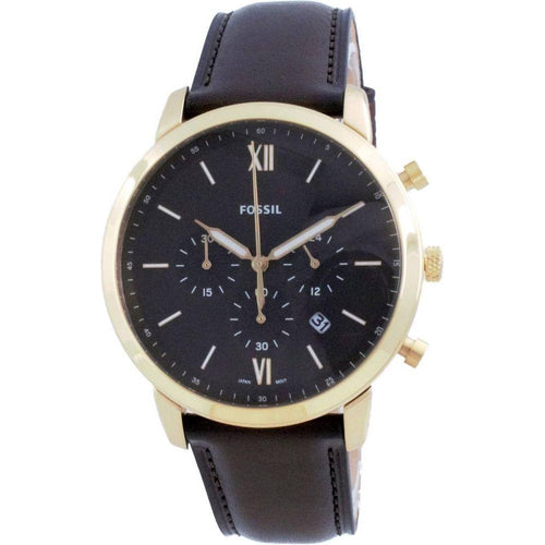 Load image into Gallery viewer, Fossil Neutra Chronograph FS5763 Men&#39;s Gold Tone Brown Leather Quartz Watch
