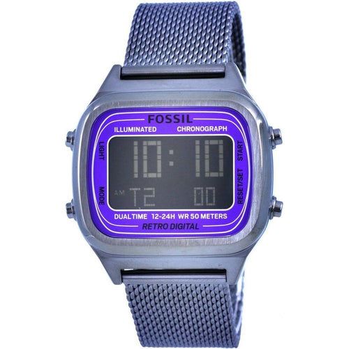 Load image into Gallery viewer, Fossil Retro Digital Chronograph Smoke Stainless Steel Mesh Quartz FS5888 Men&#39;s Watch
