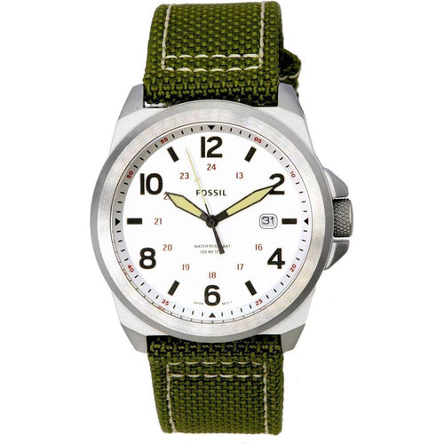 Load image into Gallery viewer, Fossil Bronson FS5918 Men&#39;s Silver Dial Olive Nylon Strap Replacement

