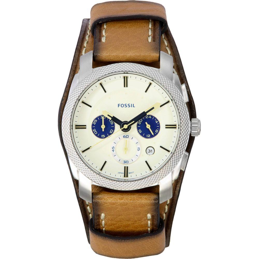 Fossil Machine Chronograph FS5922 Men's White Dial Eco Leather Quartz Watch