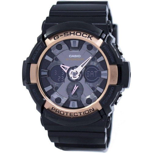 Load image into Gallery viewer, Elegant Timepiece: Rose Gold Accented Resin and Stainless Steel Men&#39;s Watch, Model RG-200, in Black

